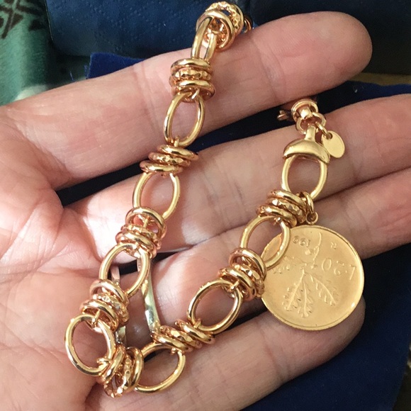 NWOT Toscana 18K Rose Gold Plated Italian 8” Bold Coin Bracelet - Picture 6 of 10